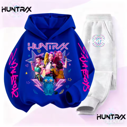 KPop Demon Hunters Huntrix sweat à capuche enfants dessin animé vêtements filles sweats à capuche pantalons 2 pièces ensemble enfant en bas âge garçons tenues