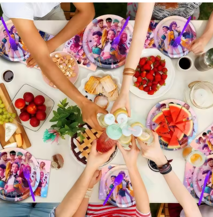 Ensemble de décorations d'anniversaire Kpop chasseurs de démons, vaisselle, ballons, bannière, nappe, sac, décor de gâteau Kpop pour cadeaux de fête pour filles, nouvelle collection