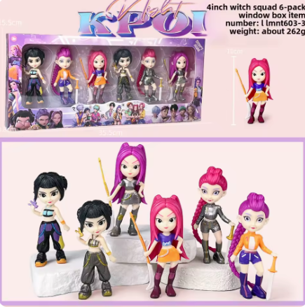 Set de 6, Kpop Devil Hunter Rumi Zoe Mira, collection de personnages bibelots de bureau cadeau du nouvel an pour enfants